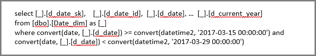 显示在本机 SQL 查询中筛选行的屏幕截图。